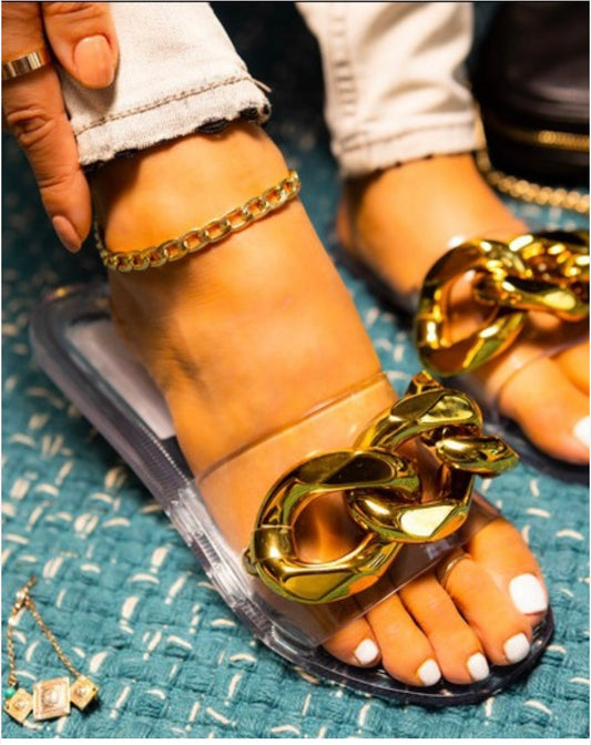 Chained Clear Jelly Sandal